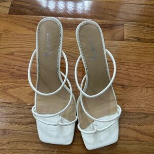 White Cream Strappy Heels